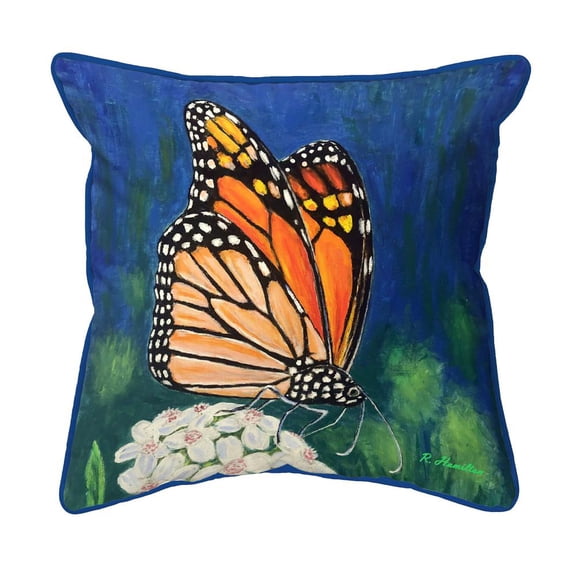 Betsy Drake Interiors Monarch & Flower Extra Large Zippered Pillow 22x22