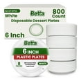 thumbnail image 1 of Betta 6-Inch Disposable Plastic Dessert Plates, White, 800 Count, Bulk Case, Microwave Safe (8 Pack Per Box x100), 1 of 7