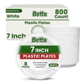 thumbnail image 1 of Betta 7-Inch Disposable Plastic Dessert Plates, White, 800 Count, Bulk Case, Microwave Safe (8 Pack Per Box x100), 1 of 9
