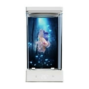 Betta Aquarium Kit, 0.37 Gallon, with Temperature Control & Light, White, 10.8L x 10.8W x 22.5H