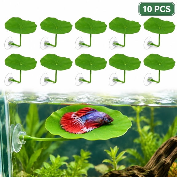 Betta Fish Leaf Hammock, Artificial Resting Leaf with Suction Cup, 10 Pack