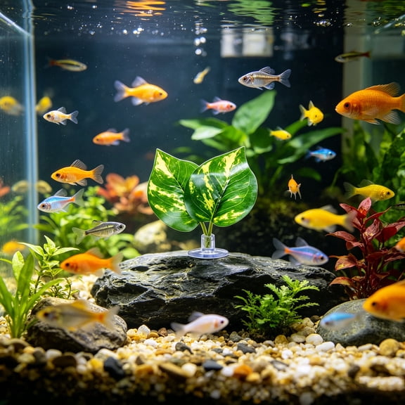 Betta Fish Leaf Pad, 4.3In Artificial Resting Spot with Suction Cup, Resting Fish Rest Bed for Fish Tank Decorations (Green, Grape Leaves-Shaped)