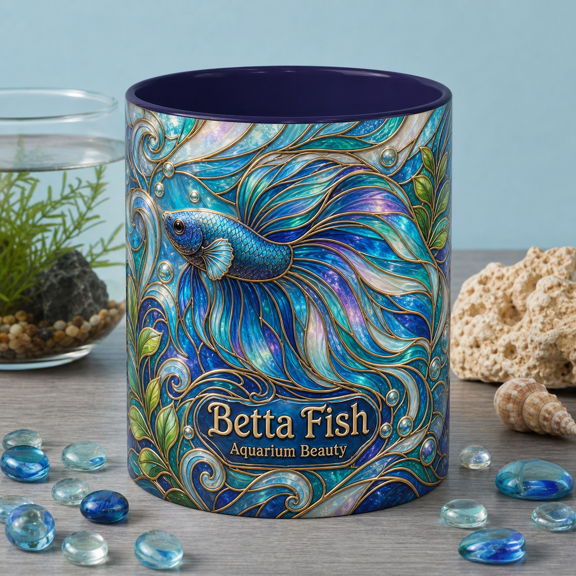 Betta Fish Mug Colorful Aquarium Coffee Cup Gift for Fish Lovers and Tank Owners