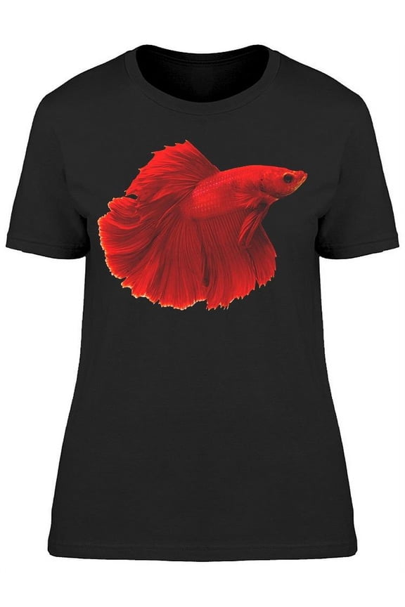 Betta Fish Siamese Red Halfmoon T-Shirt Women -Image by Shutterstock, Female Small