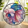 thumbnail image 1 of Betta Fish Suncatcher, Stained Glass Style Acrylic Window Hanging, Aquarium Inspired Home Decor, 1 of 7