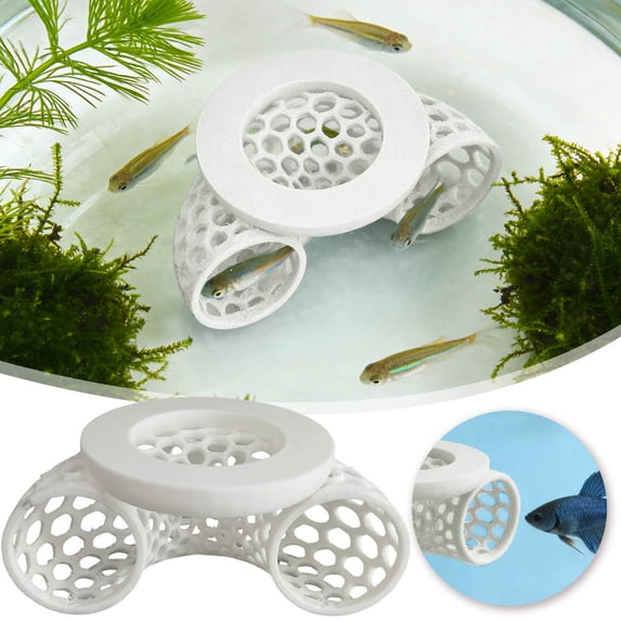 Betta Fish Tank Accessories, Floating Betta Activity Tunnel, Aquarium Hideout and Shrimp Cave, Interactive Fish Tank Decor and Stress Relief Resting Spot for Betta Fish and Small Fish Shrimp, White