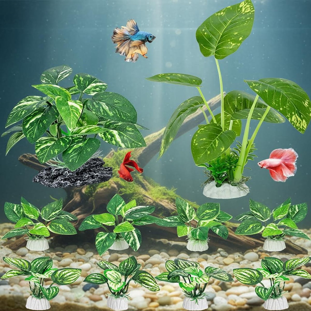 Betta Fish Tank Decor, Silk Aquarium Plants for Aquarium and Fish Tank Decoration
