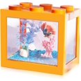 thumbnail image 1 of Betta Fish Tanks, Aquarium Tanks, Stackable Mini Fish Tank Aquarium Tank Kit, 3/5 Gallon Rectangular Fish Bowl with Aquarium Gravel Decoration, Cube Tank for Seaweed Balls Sea Monkeys, Orange, 1 of 6