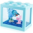 thumbnail image 1 of Betta Fish Tanks, Aquarium Tanks, Stackable Mini Fish Tank Aquarium Tank Kit, 3/5 Gallon Rectangular Fish Bowl with Aquarium Gravel Decoration, Cube Tank for Seaweed Balls Sea Monkeys, Baby Blue, 1 of 5