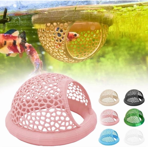 Betta Fish Tunnel Hammock, Betta Fish Tank Accessories Feeder Ring & Resting Spot, Floating Fish Tank Decorations for Small Fishs & Shrimp(Beige)