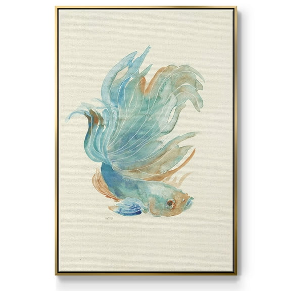 Betta I Framed Premium Gallery Wrapped Canvas - Ready to Hang - 17 x 25 - Gold Floating Frame