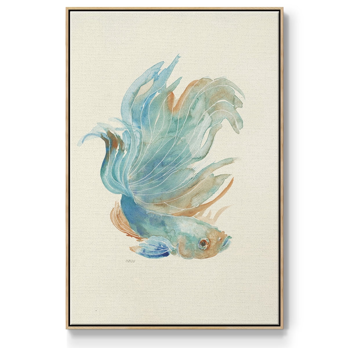 Betta I Framed Premium Gallery Wrapped Canvas - Ready to Hang - 17 x 25 - Natural Wood Floating Frame