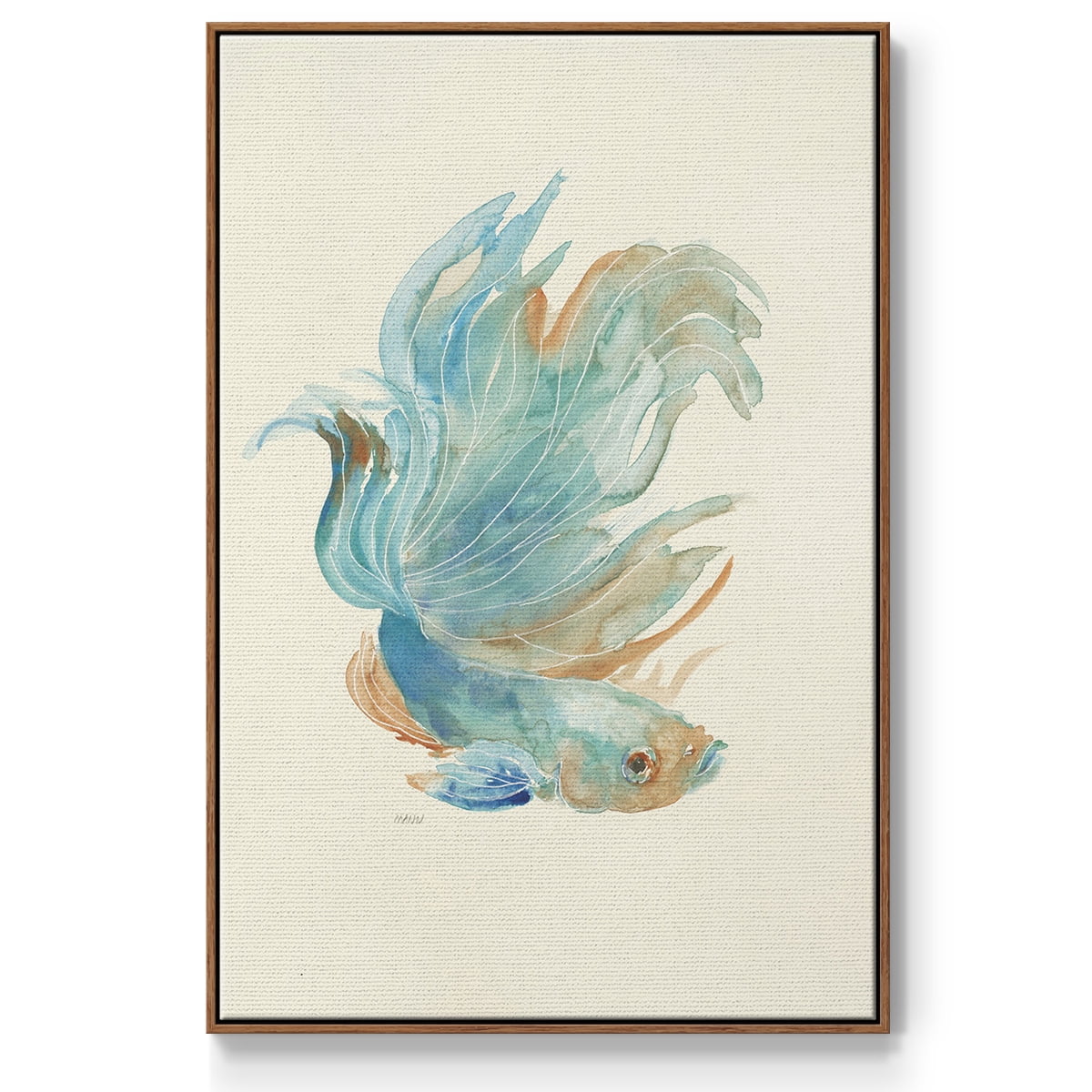 Betta I Framed Premium Gallery Wrapped Canvas - Ready to Hang - 17 x 25 - Walnut Floating Frame