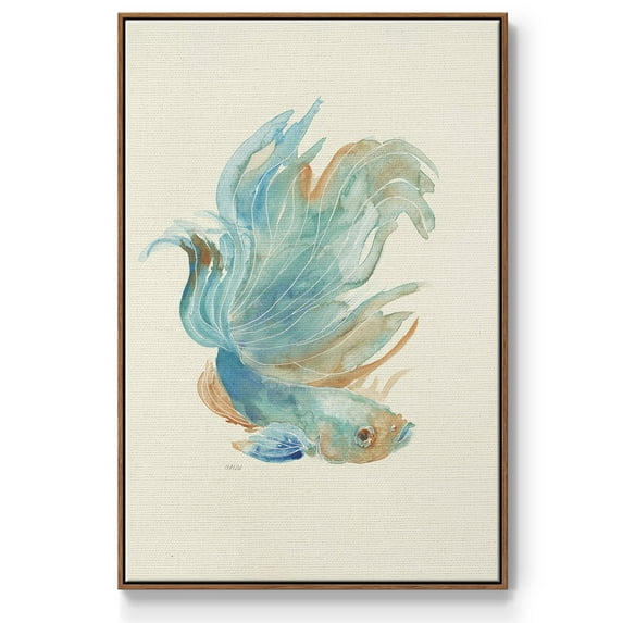 Betta I Framed Premium Gallery Wrapped Canvas - Ready to Hang - 25 x 37 - Walnut Floating Frame