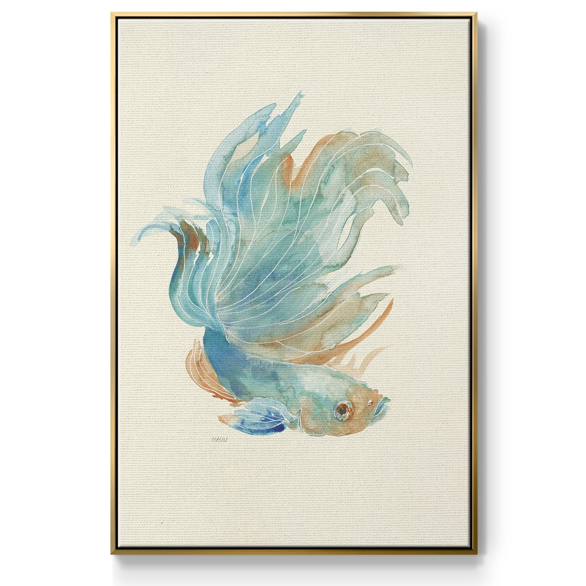 Betta I Framed Premium Gallery Wrapped Canvas - Ready to Hang - 27 x 41 - Gold Floating Frame
