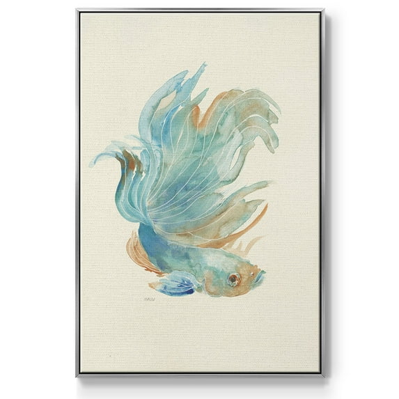 Betta I Framed Premium Gallery Wrapped Canvas - Ready to Hang - 27 x 41 - Silver Floating Frame