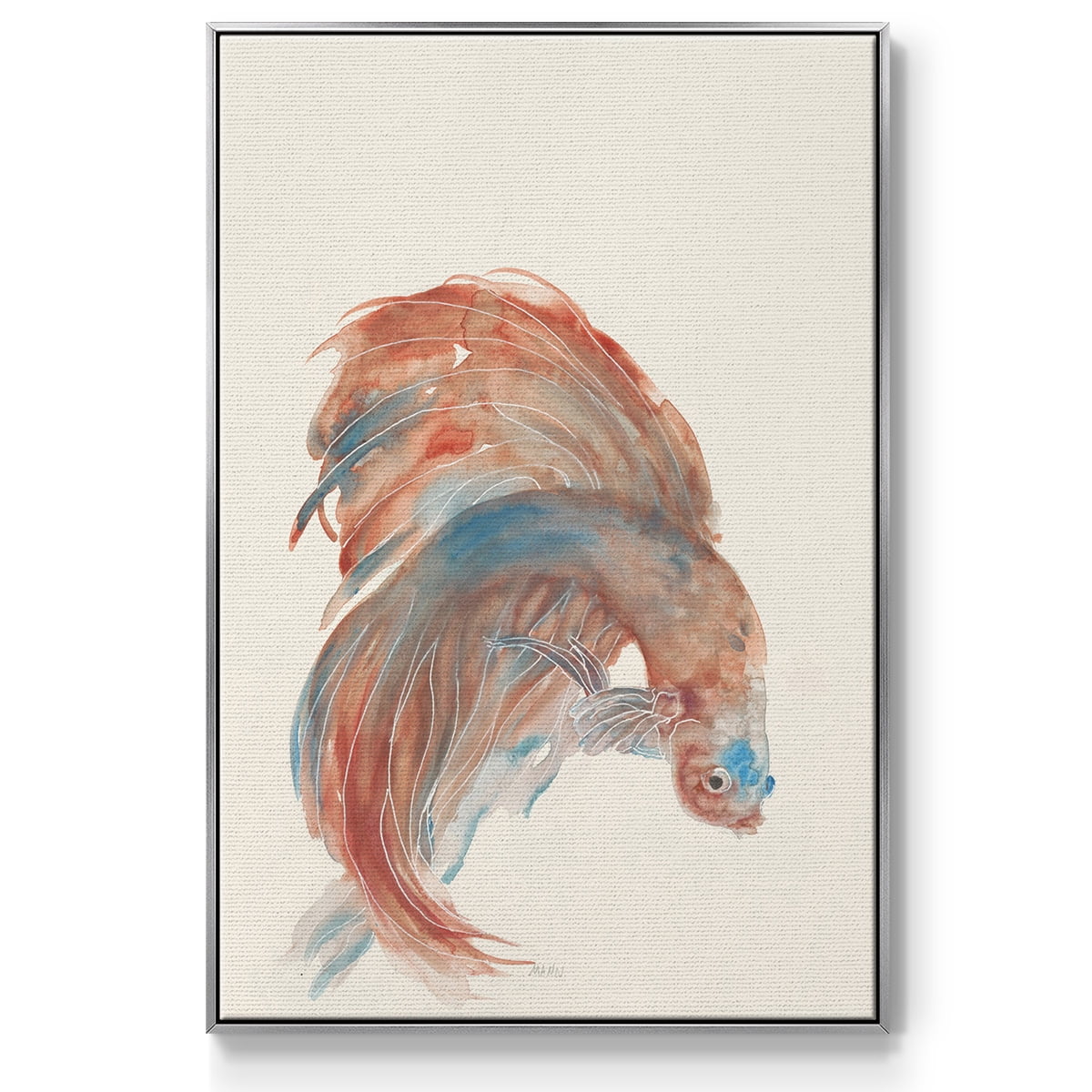 Betta III Framed Premium Gallery Wrapped Canvas - Ready to Hang - 17 x 25 - Silver Floating Frame