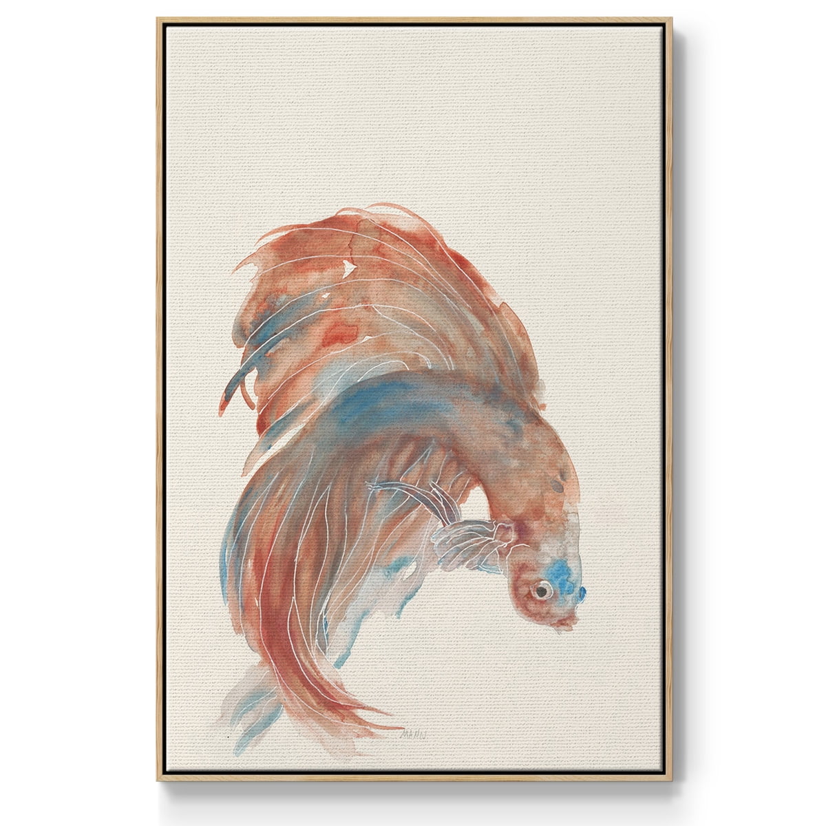Betta III Framed Premium Gallery Wrapped Canvas - Ready to Hang - 25 x 37 - Natural Wood Floating Frame