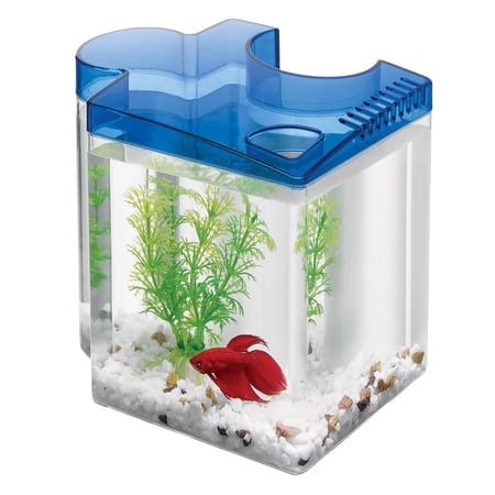 Aqueon Betta Puzzle Aquarium Fish Tank Kit, Blue, Half Gallon