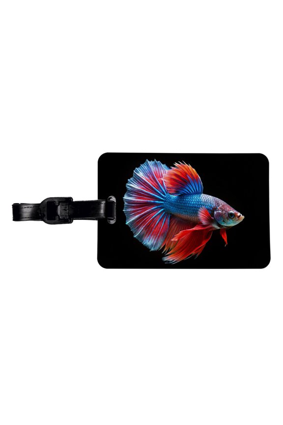Betta Siamese Fighting Fish Faux Leather Travel Luggage Tag