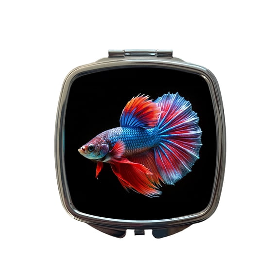 Betta Siamese Fighting Fish Travel Makeup Handbag Purse Small Pocket Compact Mirror