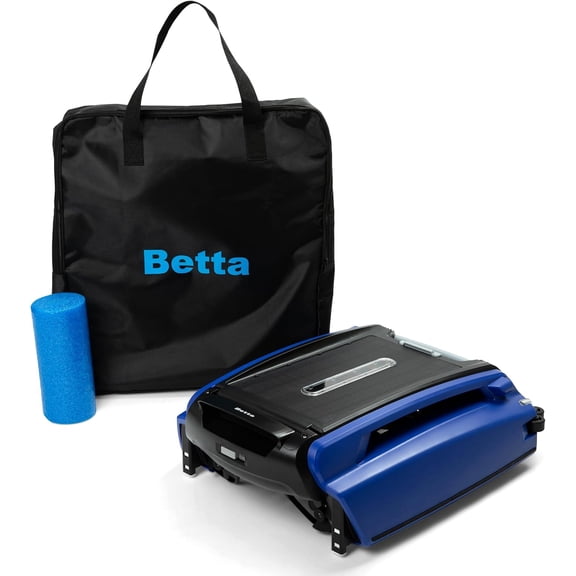 Betta Solar-Powered Robotic Automatic Pool Skimmer Cleaner with Carrying and Storage Bag, 30+ Hour Cleaning Battery, Pool Skimmer Anti-Stuck Foam Noodle, and Re-Engineered Twin SCT Motors (Blue)