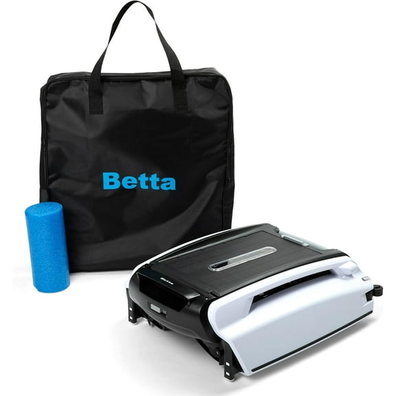 Betta Solar-Powered Robotic Automatic Pool Skimmer Cleaner with Carrying and Storage Bag, 30+ Hour Cleaning Battery, Pool Skimmer Anti-Stuck Foam Noodle, and Re-Engineered Twin SCT Motors (White)
