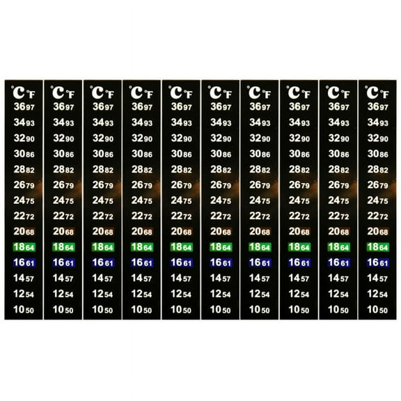 Betta Sticker Thermometer Vertical Stick on Thermometer Strip for Brewing Large Fonts for Quick Reading 1 or 10 Pack
