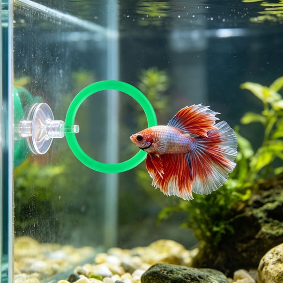 Betta Training Ring with Suction Cup Floating Exercise Toy for Aquarium Tank Enrichment Decor