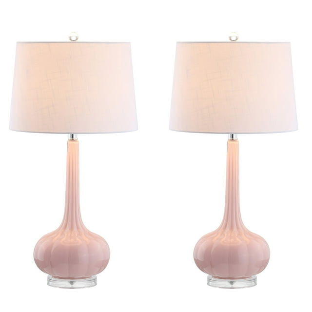 Bette 28.5" Glass Teardrop LED Table Lamp, Pink (Set of 2)
