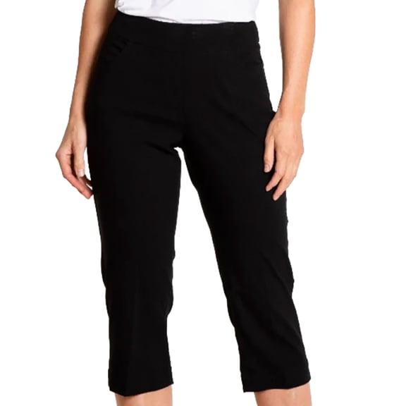 Slimsation Pull-On Wide Band Full-Length Black Pants Women 12