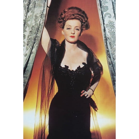 Bette Davis 24x36 Poster Tough Looking Pose in Black Dress