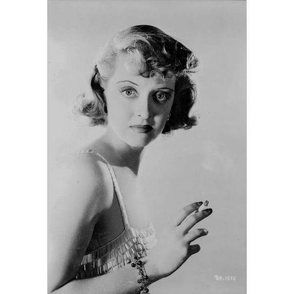 Bette Davis Portrait Cigarette on Hand in Strap Dress with Short Waved Hair Photo Print (8 x 10)
