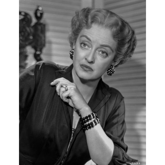 Bette Davis Portrait in Black Velvet Long Sleeves and Black Bracelet with Middle Parted Marcel Waves Photo Print (24 x 30)