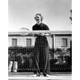 thumbnail image 1 of Bette Davis pictured in 1930's in black outfit playing tennis 8x10 inch photo, 1 of 1