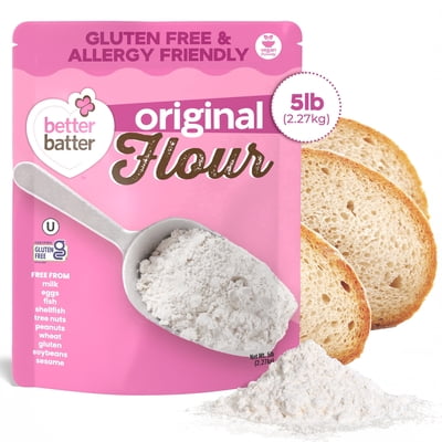 Better Batter Gluten Free Flour, All Purpose Flour | Xanthan Gum for Baking | Wheat Flour Substitute | Unbleached, Non-GMO, Vegan, Kosher | 5 lb