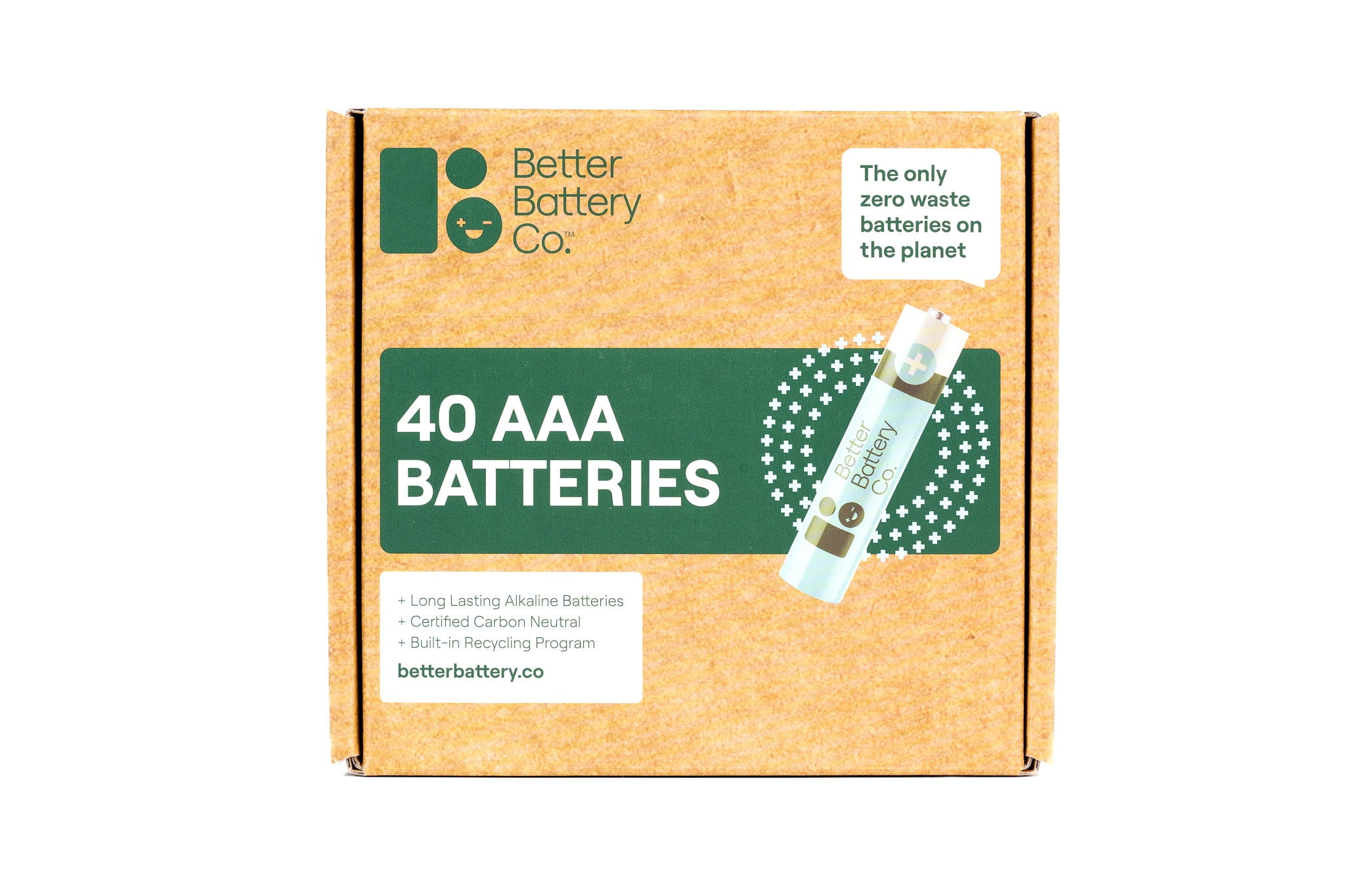 BETTER BATTERY AAA Battery Pack, 40 Count High-Performance Carbon Neutral Batteries