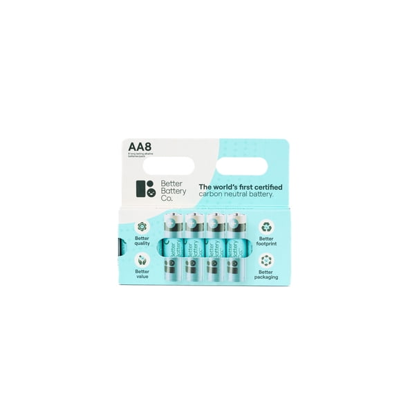 Better Battery Co. AA Batteries, 8-Pack Alkaline Everyday Power You Can Trust