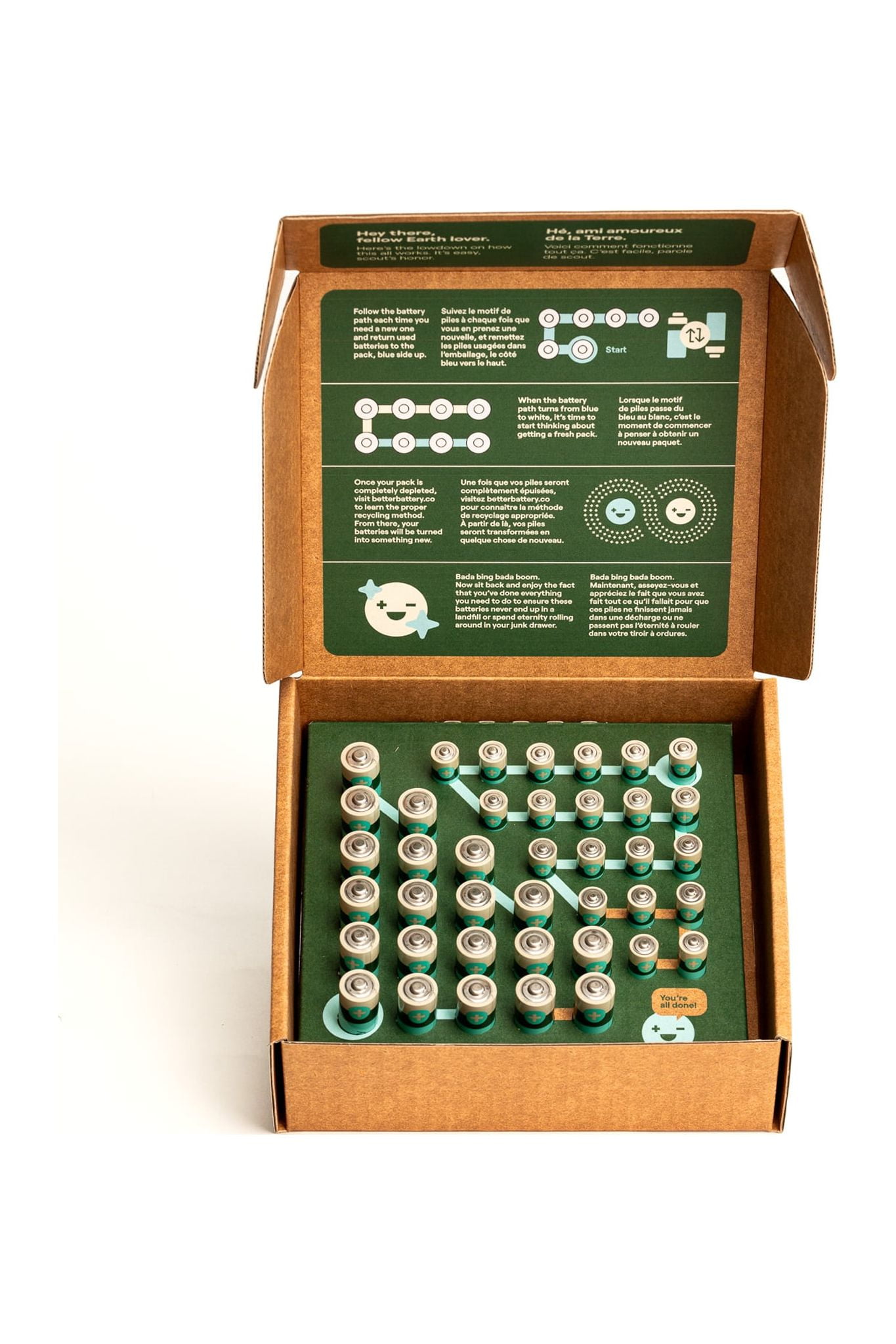 Better Battery Co. Combo Kit (20-AA+20-AAA)  Zero Waste, High Performance batteries with a built in Recycling Program!