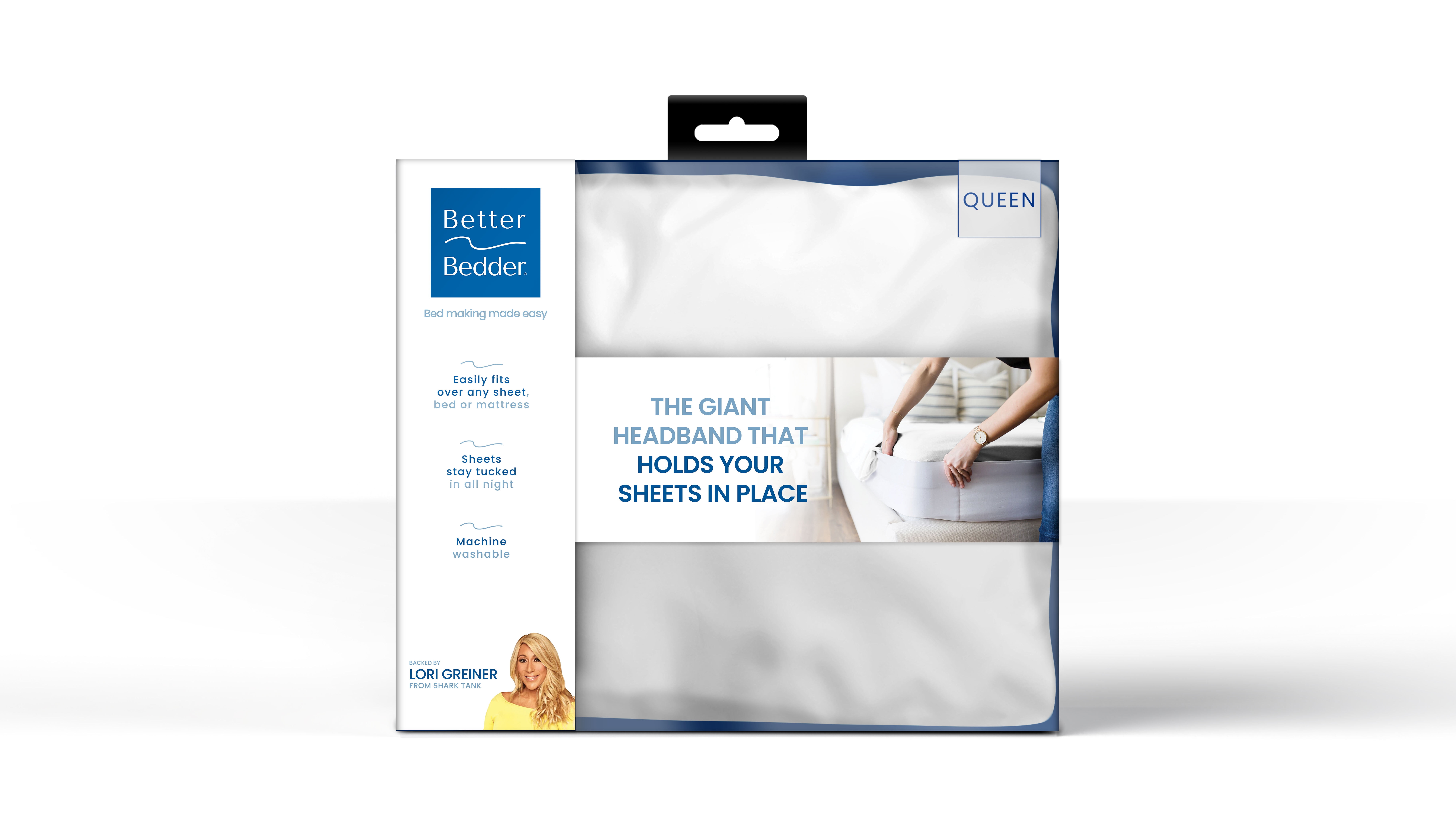 Better Bedder Bed Headband, Fabric Shell of Cotton, Polyester, and Spandex,  Bed Making Made Easy, Transforms Any Flat Sheet into A Fitted Sheet, Fits