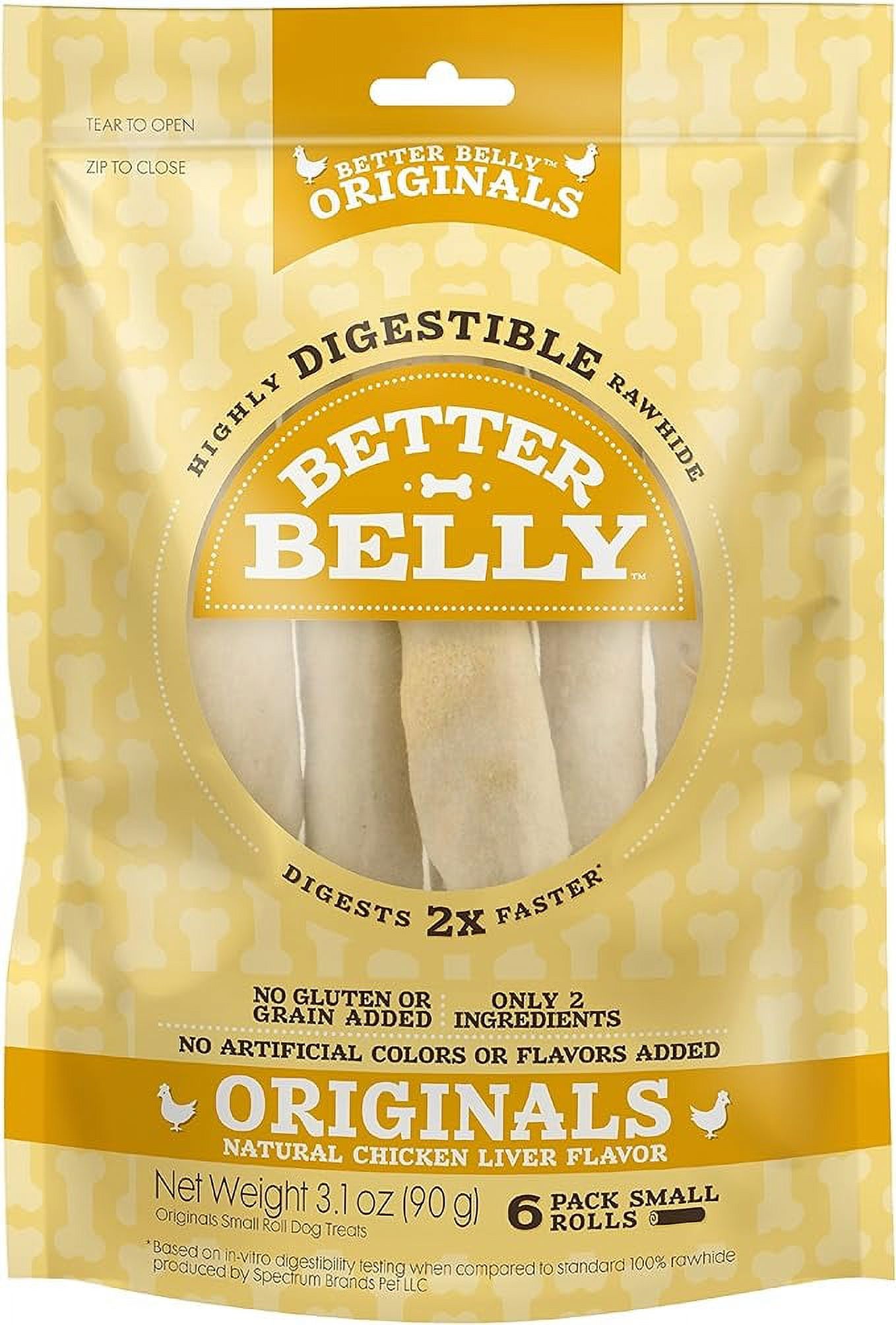 Better Belly Highly Digestible Rawhide Small Roll Chews, Treat Your Dog