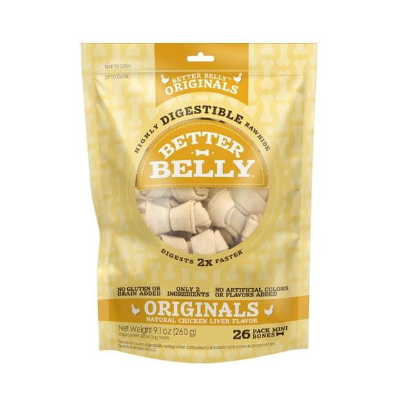 Better Belly Originals Natural Chicken Liver Flavor Dry Dog Treats, Mini, 26 ct
