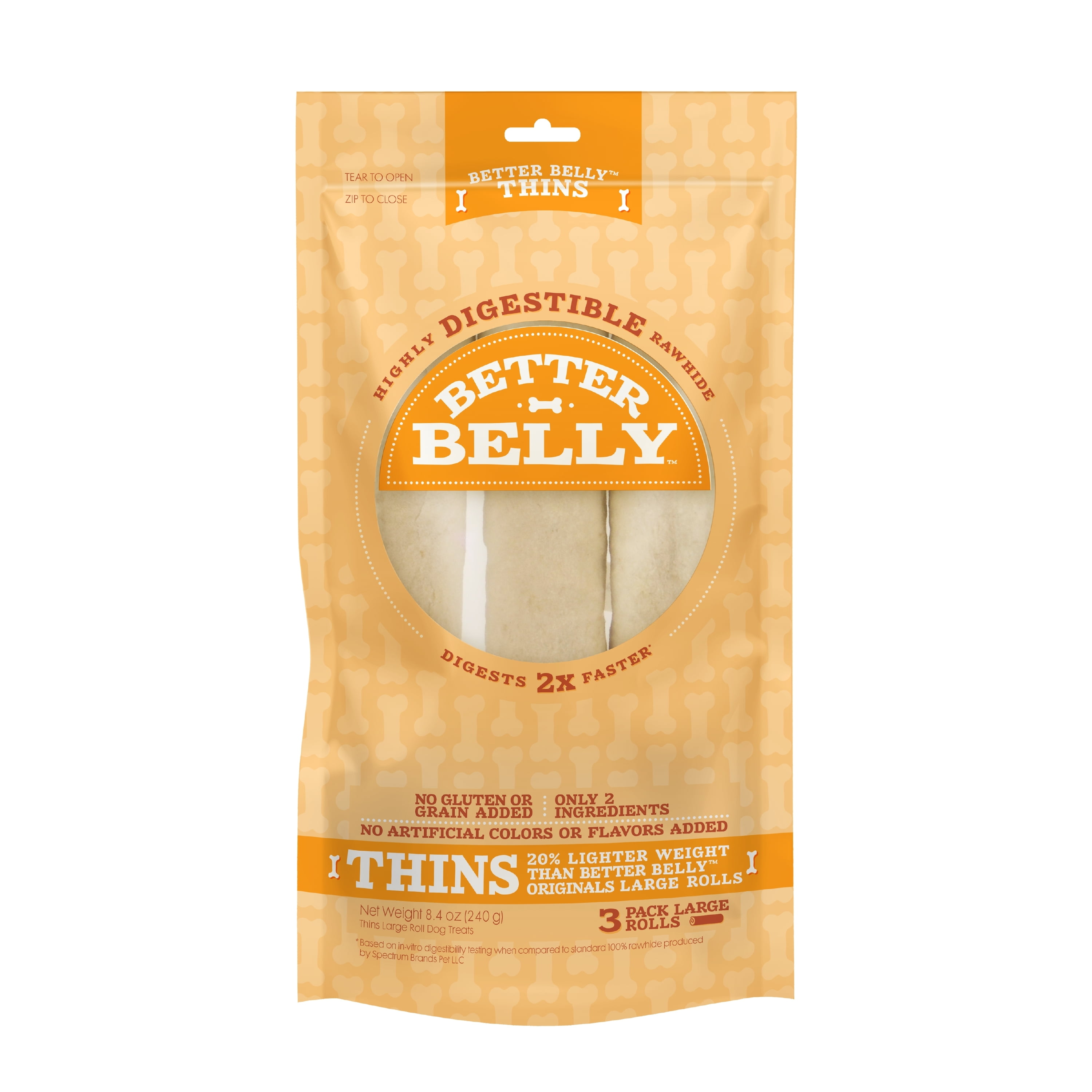 Better Belly Thins Large Rolls Chicken Flavor Dog Chews 3 Count