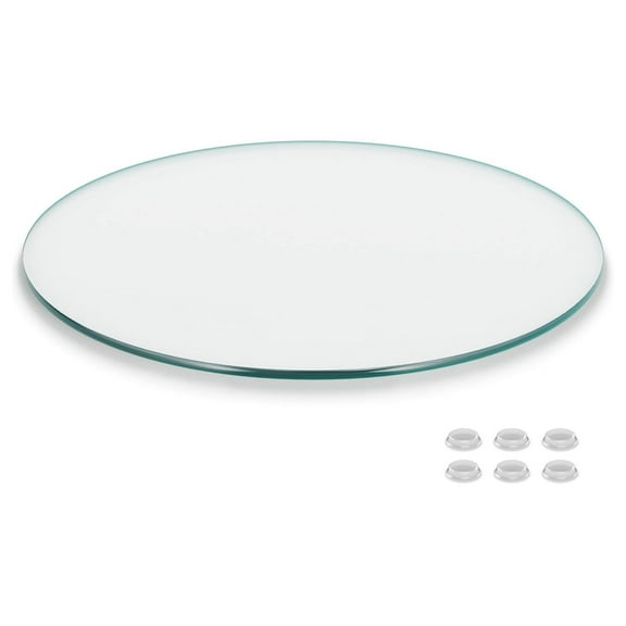 Better Bevel 16" Inch Round Glass Table Top | Tempered Glass Protector | Anti-Slip Pads/Bumpers | Coffee, Dining Table 1/4" Thick - Pencil Polished Edge 16" Diameter