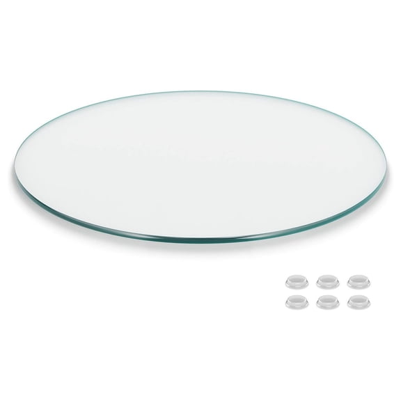 Better Bevel 18" Inch Round Glass Table Top | Tempered Glass Protector | Anti-Slip Pads/Bumpers | Coffee, Dining Table 1/4" Thick - Pencil Polished Edge 18" Diameter