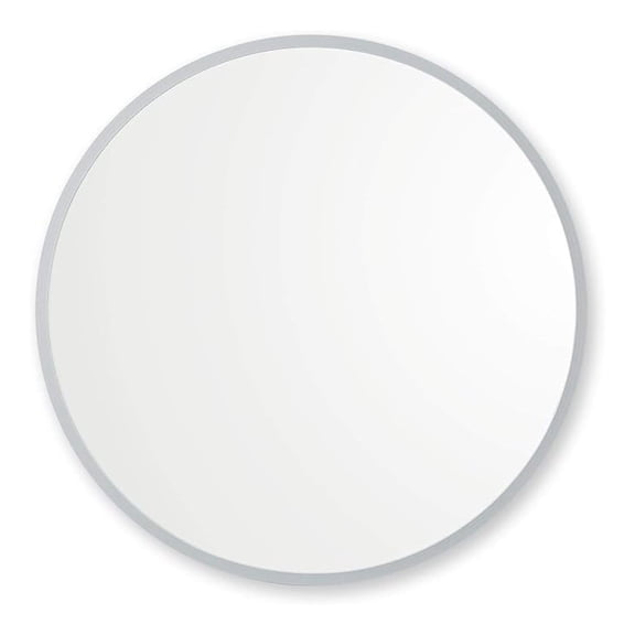 Better Bevel 24 x 24 Grey Rubber Framed Mirror | Round Bathroom Wall Mirror