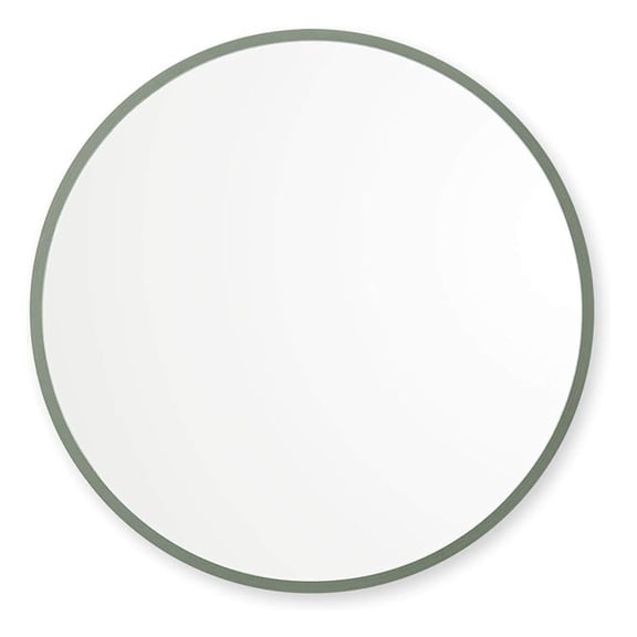 Better Bevel 30 x 30 Sage Green Rubber Framed Mirror | Round Bathroom Wall Mirror