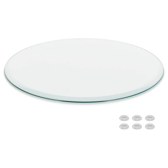 Better Bevel 36" Inch Round Glass Table Top | Tempered Glass Protector | Anti-Slip Pads/Bumpers | Coffee, Dining Table