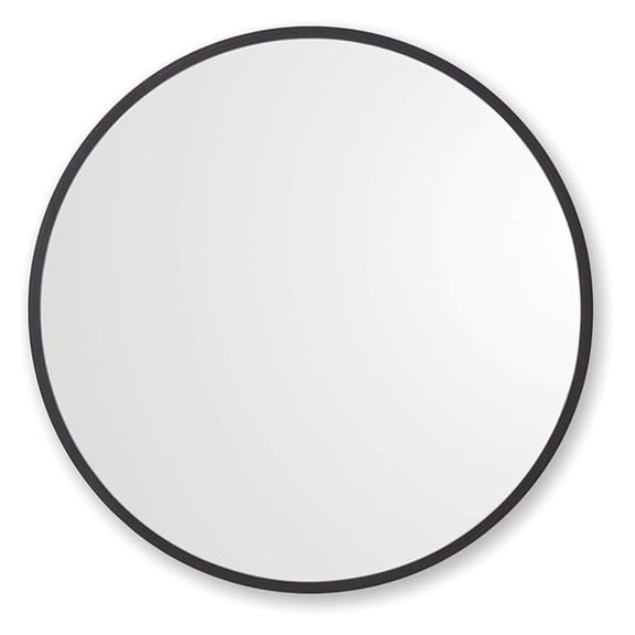 Better Bevel 36 x 36 Black Rubber Framed Mirror | Round Bathroom Wall Mirror