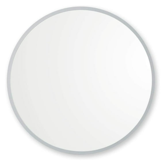 Better Bevel 36” x 36” Grey Rubber Framed Mirror | Round Bathroom Wall Mirror